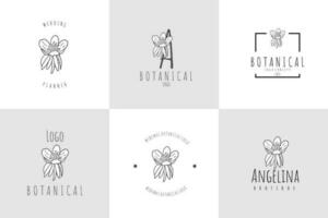 ligne art minimaliste fleur logo pack vecteur