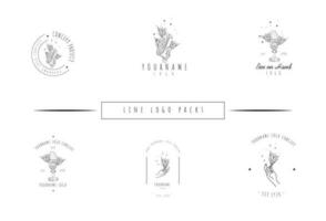 dessiné à la main liste minimale fleur logo pack vecteur