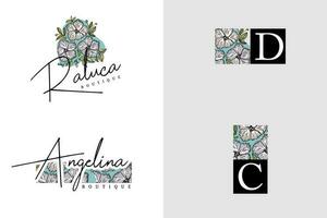 minimaliste fleur logo pack vecteur