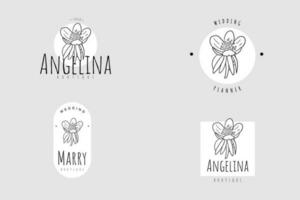 ligne art minimaliste fleur logo pack vecteur