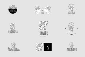 ligne art minimaliste fleur logo pack vecteur