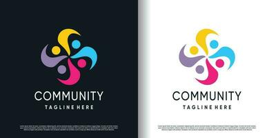 vecteur de conception de logo communautaire avec vecteur premium de concept de style unique créatif