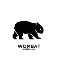 Animal australien wombat animal vecteur noir logo icône illustration design fond isolé