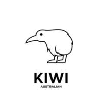 animal australien kiwi oiseau animal vecteur noir logo icône illustration design fond blanc