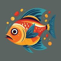 marrant coloré poisson, graffiti ouvrages d'art style vecteur