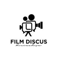 forum cinéma studio live film streaming production concept bulle chat avec movie maker logo design vecteur icône illustration