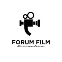 forum cinéma studio live film streaming production concept bulle chat avec movie maker logo design vecteur icône illustration