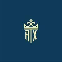 rx initiale monogramme bouclier logo conception pour couronne vecteur image