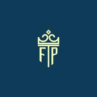 fp initiale monogramme bouclier logo conception pour couronne vecteur image
