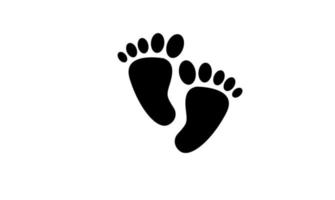 Empreinte pieds nus étape silhouette vecteur icône noire design simple