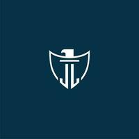 jl initiale monogramme logo pour bouclier avec Aigle image vecteur conception