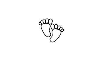 Conception simple de l'icône de la ligne étape de l'empreinte pieds nus vecteur