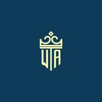 Washington initiale monogramme bouclier logo conception pour couronne vecteur image