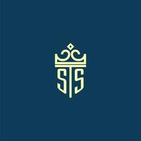 ss initiale monogramme bouclier logo conception pour couronne vecteur image