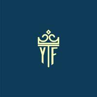 yf initiale monogramme bouclier logo conception pour couronne vecteur image