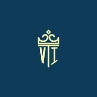 vi initiale monogramme bouclier logo conception pour couronne vecteur image