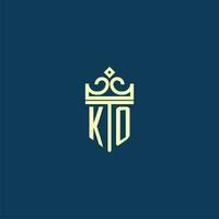 ko initiale monogramme bouclier logo conception pour couronne vecteur image