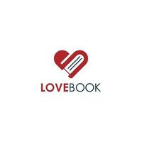 love book logo un logo qui combine un cœur et un livre qui reflète l'amour de la lecture vecteur