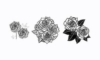 des roses main tiré crayon esquisser, coloration page, et livre, Rose fleur contour, illustration encre art. Rose vecteur art.