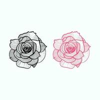 des roses main tiré crayon esquisser, coloration page, et livre, Rose fleur contour, illustration encre art. Rose vecteur art.