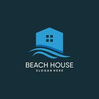plage maison logo vecteur avec Créatif conception idée