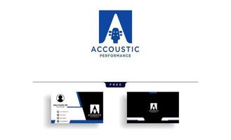 guitare acoustique maison apprentissage logo modèle illustration vectorielle avec modèle de carte de visite vecteur