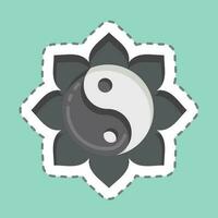 autocollant ligne Couper yin yang. en relation à chinois Nouveau année symbole. Facile conception modifiable vecteur