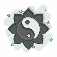 icône yin yang. en relation à chinois Nouveau année symbole. bande dessinée style. Facile conception modifiable vecteur