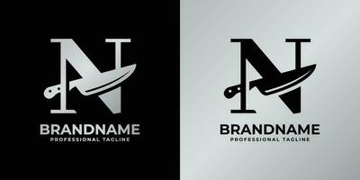 lettre n couteau logo, adapté pour tout affaires en relation à couteau avec n initial. vecteur