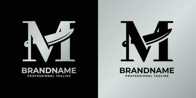 lettre m couteau logo, adapté pour tout affaires en relation à couteau avec m initial. vecteur