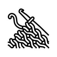 crochet tricot la laine ligne icône vecteur illustration