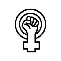femme Puissance poing féminisme ligne icône vecteur illustration
