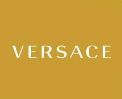 versace marque logo Nom blanc symbole vêtements conception icône abstrait vecteur illustration avec marron Contexte