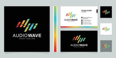 l'audio vague logo concept, multimédia La technologie à thème, abstrait forme et affaires carte prime vecteur