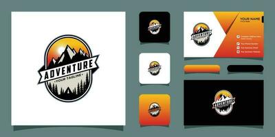 ancien aventure logo conception avec affaires carte conception prime vecteur