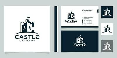 vecteur illustration de Château logo conception emblème, palais logo, forteresse logo et affaires carte prime vecteur