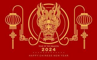 content chinois Nouveau année 2024 le dragon zodiaque signe vecteur