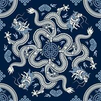 sans couture modèle content chinois Nouveau année 2024 le dragon zodiaque signe avec asiatique éléments papier Couper style sur Couleur Contexte. vecteur