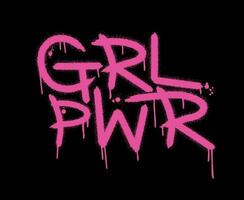 grl pwr. Urbain rue graffiti style avec éclaboussure effets et gouttes sur noir Contexte vecteur