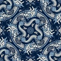 sans couture modèle content chinois Nouveau année 2024 le dragon zodiaque signe avec asiatique éléments papier Couper style sur Couleur Contexte. vecteur