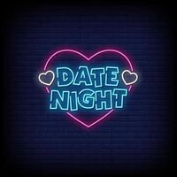 date nuit néon signes style texte vecteur