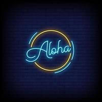 vecteur de texte de style enseignes au néon aloha