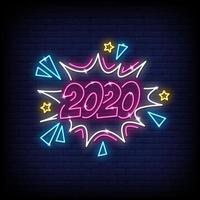 2020 vecteur de texte de style enseignes au néon