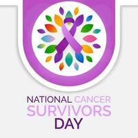 nationale cancer survivants journée est observé chaque année dans juin, il est une maladie causé lorsque cellules diviser incontrôlable et propager dans alentours tissus. vecteur illustration