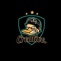 logo mascotte canard aviateur casque vecteur