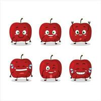 dessin animé personnage de rouge Pomme avec sourire expression vecteur