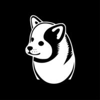 shiba - noir et blanc isolé icône - vecteur illustration