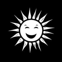 Soleil - noir et blanc isolé icône - vecteur illustration