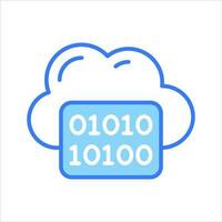 un incroyable vecteur de binaire nuage dans moderne style, nuage codage icône