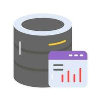 bar graphique avec base de données montrant concept vecteur de base de données une analyse prime icône